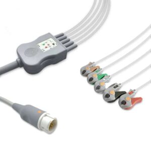 Philips 989803143201 compatible 5-Lead One-Piece ECG Cable, EC-5005RG-A