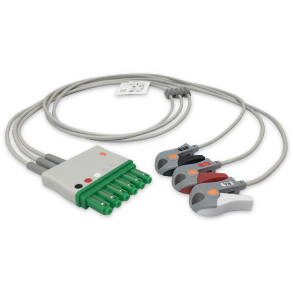 Draeger MP03402 Compatible 3-Lead ECG Leadwire, Grabber/Pinch, Molded, 3 ft (0.9 m), AHA
