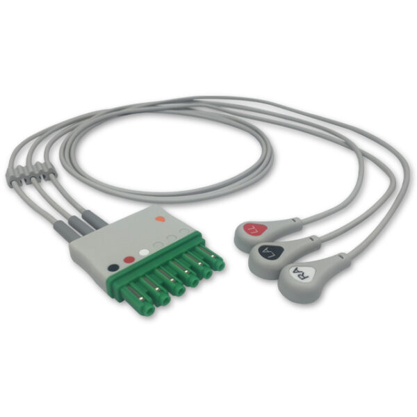 Draeger MS14556 Compatible 3-Lead ECG Leadwire, Snap, Molded, 3 ft (0.9 m), AHA