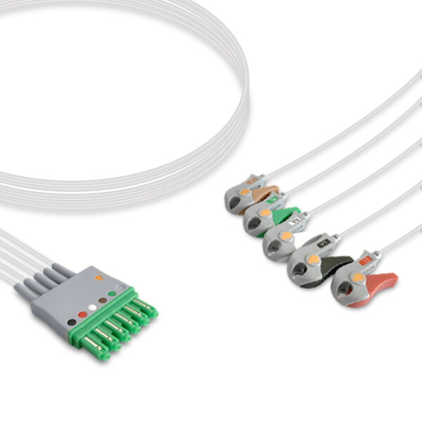 Draeger MP03404 Compatible 5-Lead ECG Leadwire, Grabber/Pinch, Molded, 3 ft (0.9 m), AHA