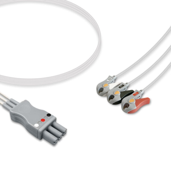Siemens Compatible 3-Lead ECG Leadwire, Grabber/Pinch, AHA, Molded, 3.0 ft (0.9 m)