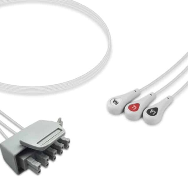 Philips M2590A Compatible 3-Lead Telemetry ECG Leadwire, Snap, AHA, Molded, 3.0 ft (0.9 m)