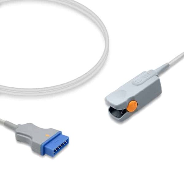 GE Healthcare Compatible Adult Finger Clip SpO2 Sensor, Nellcor OxiMax, Hard Shell, Reusable, 9.8 ft (3.0 m)