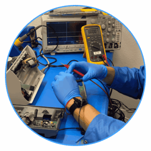 Technician evaluating an infusion pump