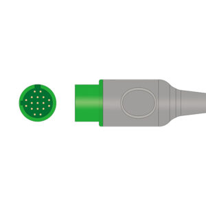 Connector drawing of the Spacelabs 72713 compatible 3-Lead One-Piece ECG Cable, EC-3007RS-A