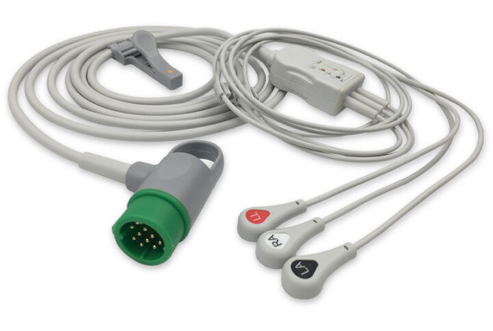 Physio-Control 11110-000029 compatible 3-Lead One-Piece ECG Cable, EC-3039RS-A