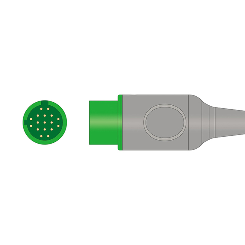 Spacelabs Compatible 5-Lead One-Piece ECG Cable Connector Drawing EC-5007RS-A Spacelabs Compatible 5-Lead One-Piece ECG Cable Connector Drawing EC-5007RS-A
