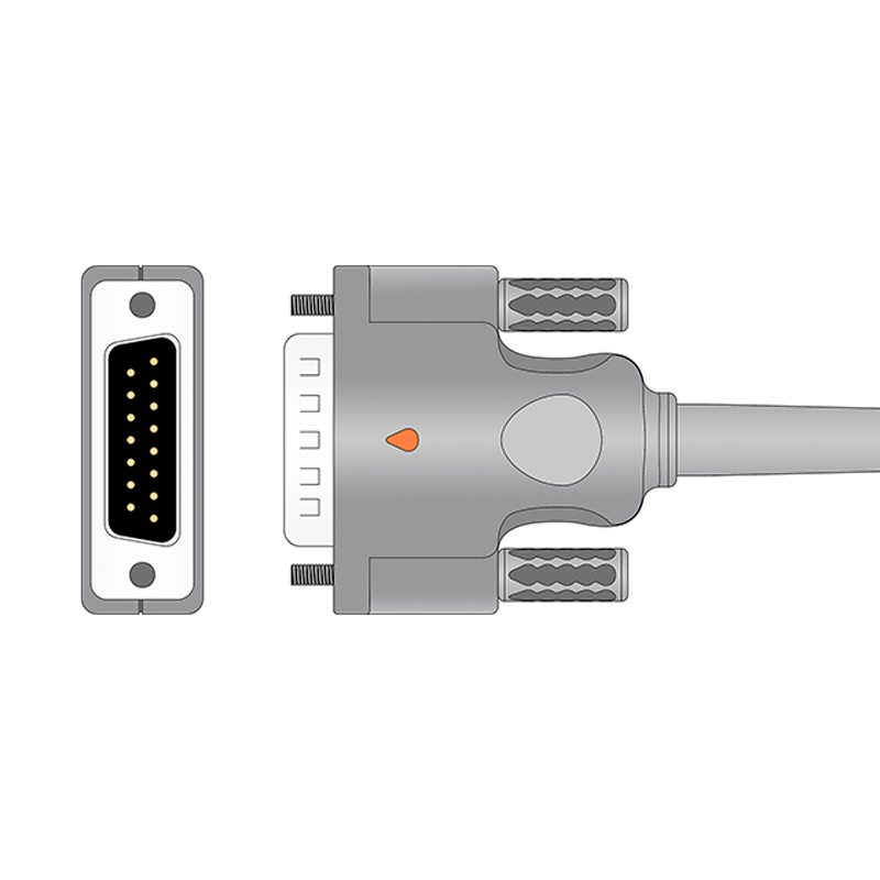 Philips M3702C / M3702A Compatible 10-Lead Diagnostic One-Piece EKG Cable Connector Drawing EKC10R-PH-B-A Philips M3702C / M3702A Compatible 10-Lead Diagnostic One-Piece EKG Cable Connector Drawing EKC10R-PH-B-A
