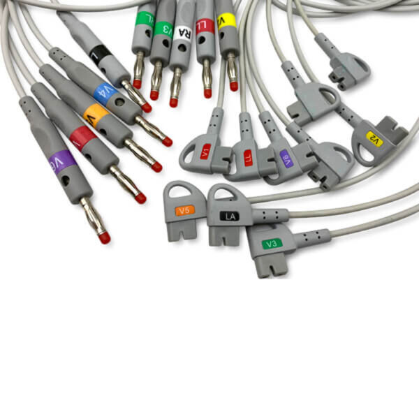 Philips 989803129161 Compatible 10-Lead ECG Leadwire Set, 4 mm Banana, AHA, Individual, 2.6 ft + 3.9 ft (0.8 m + 1.2 m)
