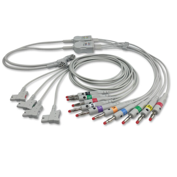 Philips 989803151631 Compatible 10-Lead ECG Leadwire Set, 4 mm Banana, AHA, Individual, 2.6 ft + 3.9 ft (0.8 m + 1.2 m)