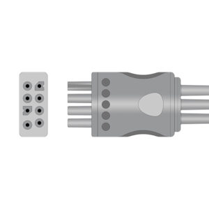 Connector drawing of the Nihon Kohden BR-903PA compatible 3-Lead ECG Leadwire, EL-NKB3-90G-A