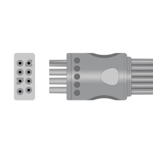 Connector drawing of the Nihon Kohden BR-916PA compatible 6-Lead ECG Leadwire, EL-NKB6-90S-A