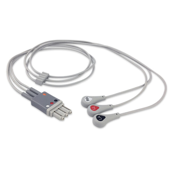 Philips M1673A Compatible 3-Lead ECG Leadwire, Snap, AHA, Molded, 3.0 ft (0.9 m)