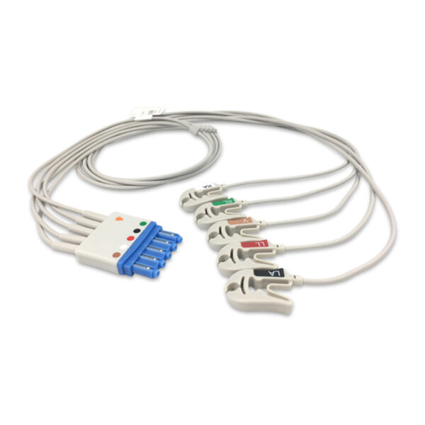 Philips M1968A Compatible 5-Lead ECG Leadwire, Grabber/Pinch, AHA, Molded, 3.0 ft (0.9 m)