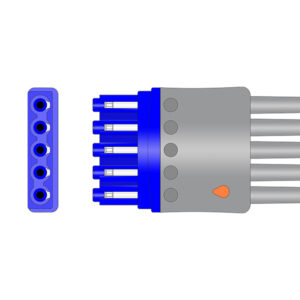 Connector drawing of the Philips M1968A compatible 5-Lead ECG Leadwire, EL-PH5-90G-A