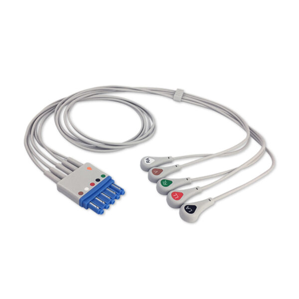Philips M1644A Compatible 5-Lead ECG Leadwire, Snap, AHA, Molded, 3.0 ft (0.9 m)