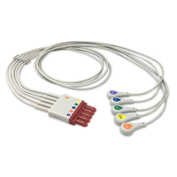 Philips M1602A Compatible 5-Lead ECG Leadwire, Chest Lead, Snap, AHA, Molded, 3.0 ft (0.9 m)