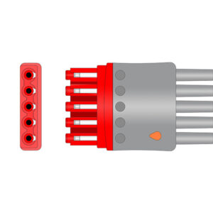Connector drawing of the Philips M1602A compatible 5-Lead ECG Leadwire, EL-PHV5-90S-A