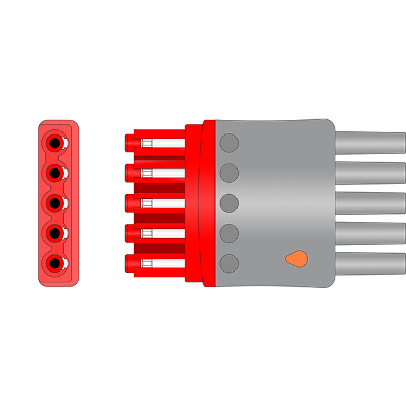 Philips M1602A Compatible 5-Lead ECG Leadwire Connector Drawing EL-PHV5-90S-A Philips M1602A Compatible 5-Lead ECG Leadwire Connector Drawing EL-PHV5-90S-A