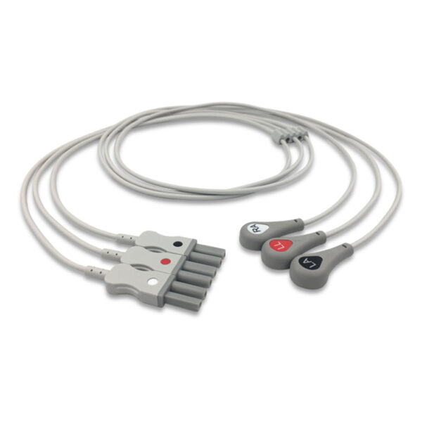 Spacelabs 700-0007-00 Compatible 3-Lead ECG Leadwire Set, Snap, AHA, Individual, 3.0 ft (0.9 m)