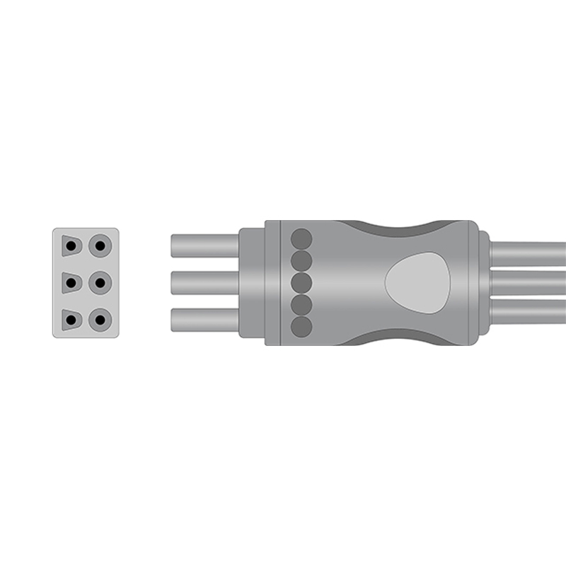 Spacelabs 700-0007-00 Compatible 3-Lead ECG Leadwire Set Connector Drawing EL-SLS3-90S-A Spacelabs 700-0007-00 Compatible 3-Lead ECG Leadwire Set Connector Drawing EL-SLS3-90S-A