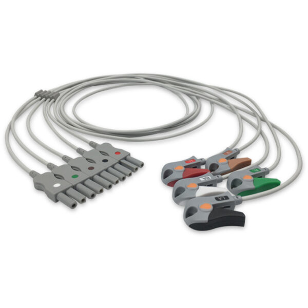 Spacelabs 700-0006-10 Compatible 5-Lead ECG Leadwire Set, Grabber/Pinch, AHA, Individual, 3.0 ft (0.9 m)