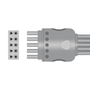 Connector drawing of the Spacelabs 700-0006-10 compatible 5-Lead ECG Leadwire Set, EL-SLS5-90G-A