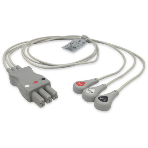 Siemens Compatible 3-Lead ECG Leadwire, Snap, AHA, Molded, 3.0 ft (0.9 m)
