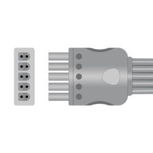 Connector drawing of the Draeger 5956458 / Siemens MS16229 compatible 5-Lead ECG Leadwire, EL-SM5-90S-A