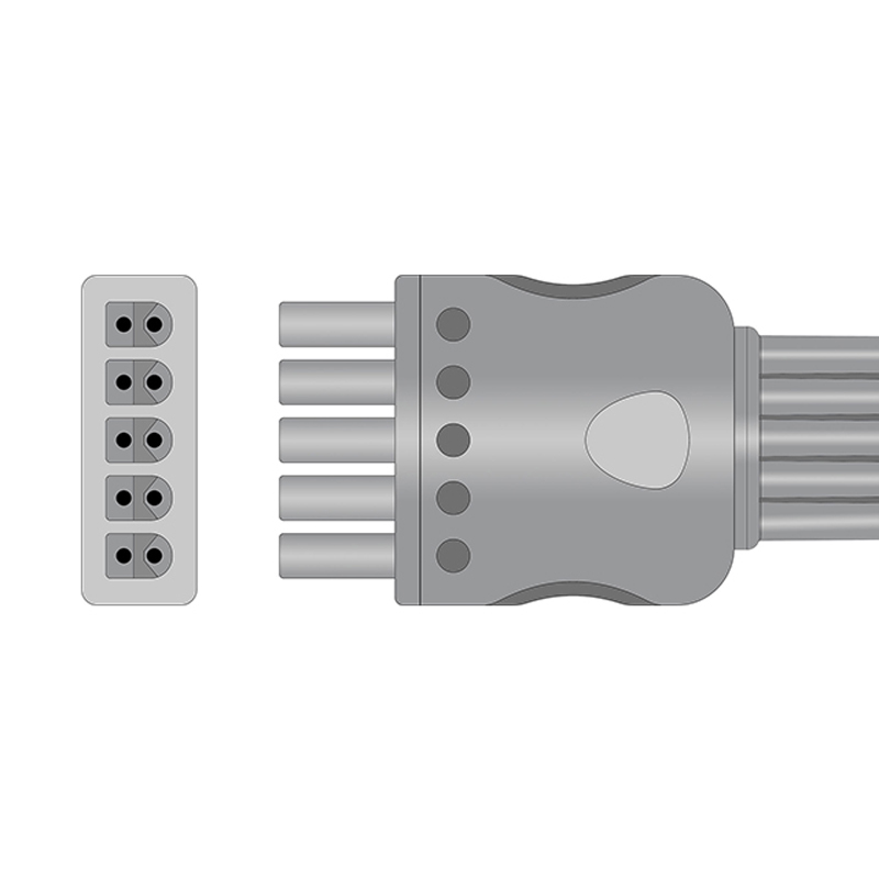 Draeger 5956458 / Siemens MS16229 Compatible 5-Lead ECG Leadwire Connector Drawing EL-SM5-90S-A Draeger 5956458 / Siemens MS16229 Compatible 5-Lead ECG Leadwire Connector Drawing EL-SM5-90S-A