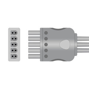 Connector drawing of the Draeger 5956441 / MS16233 compatible 3/5-Lead ECG Leadwire, EL-SMB3-90S-A