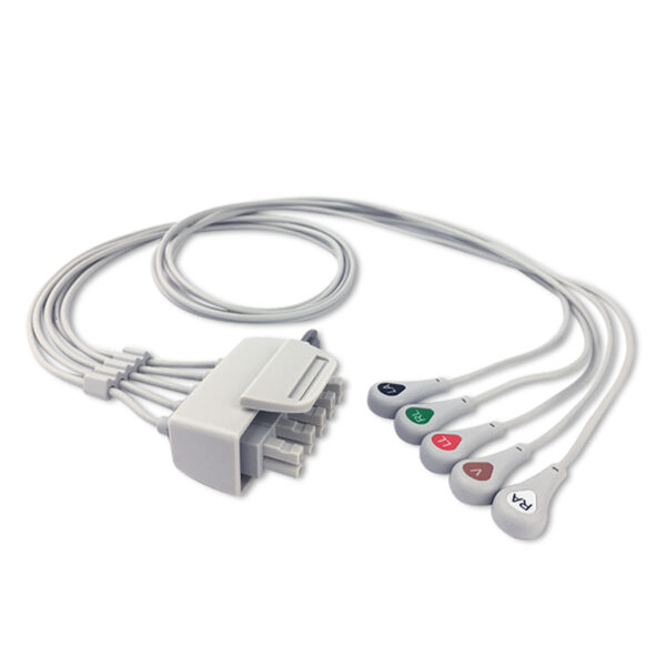Philips M2592A Compatible 5-Lead Telemetry ECG Leadwire, Snap, AHA, Molded, 3.0 ft (0.9 m)
