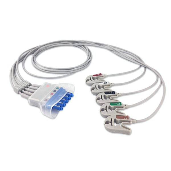 Philips 989803152051 Compatible 5-Lead Telemetry ECG Leadwire, Grabber/Pinch, AHA, Molded, 3.0 ft (0.9 m)