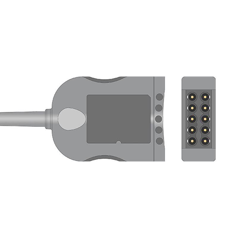 Philips M1663A Compatible 10-Lead ECG Trunk Cable Connector Drawing ET-10005R-PH-A Philips M1663A Compatible 10-Lead ECG Trunk Cable Connector Drawing ET-10005R-PH-A