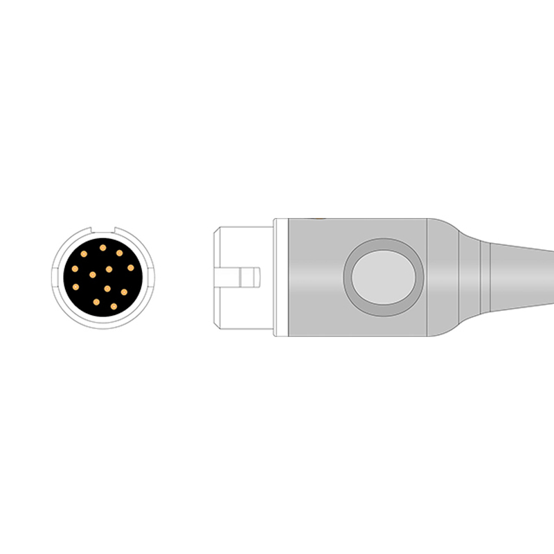 Philips M1663A Compatible 10-Lead ECG Trunk Cable Connector Drawing ET-10005R-PH-A Philips M1663A Compatible 10-Lead ECG Trunk Cable Connector Drawing ET-10005R-PH-A