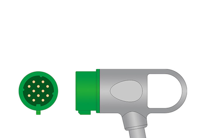 Connector drawing of the Physio-Control 11110-000110 compatible 10-Lead ECG Trunk Cable, ET-10039R-MD-A