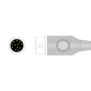 Connector drawing of the Philips M1669A compatible 3-Lead ECG Trunk Cable, ET-3005R-PH-A
