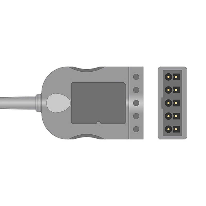 Philips M1520A Compatible 5-Lead ECG Trunk Cable Connector Drawing ET-5005R-AA-A Philips M1520A Compatible 5-Lead ECG Trunk Cable Connector Drawing ET-5005R-AA-A