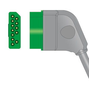 Connector drawing of the Nihon Kohden JC-906PA compatible 3/6-Lead ECG Trunk Cable with Respiratory Rate, ET-6013-NKB-A