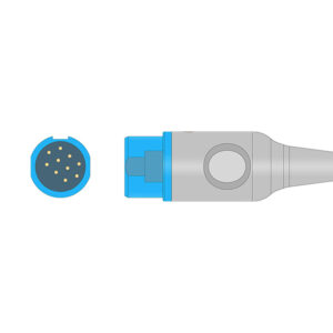 Connector drawing of the Nihon Kohden JC-024P compatible SpO2 Adapter Cable, SA-044-30