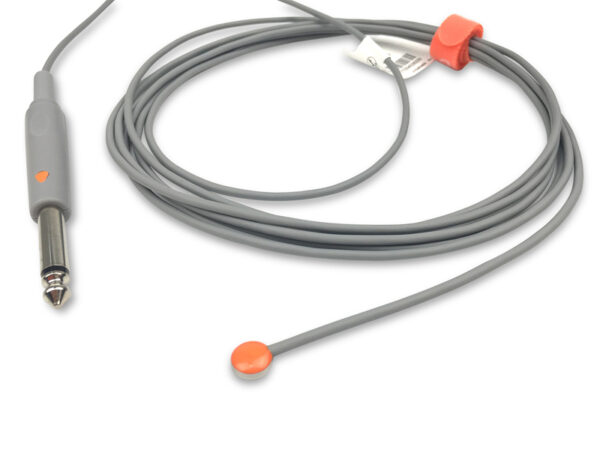 YSI 409B Compatible Adult Skin Surface Temperature Probe, 400 Series, 0.35 in (9.0 mm) Probe Disc, Straight Connector, 9.8 ft (3.0 m)